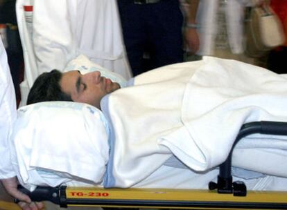 El diestro Cayetano Rivera durante su traslado desde Palencia a un hospital madrileño