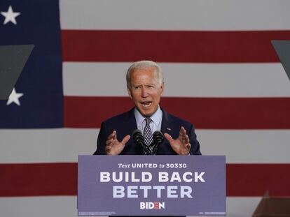 Joe Biden, durante su discurso sobre economía en Pensilvania, este jueves.