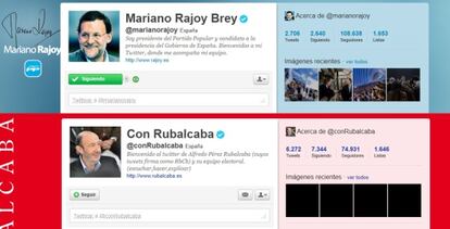 Las cuentas de Rajoy y Rubalcaba en Twitter.