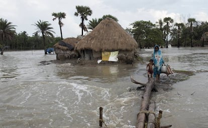 Inundaciones en la isla india de Mousuni. 