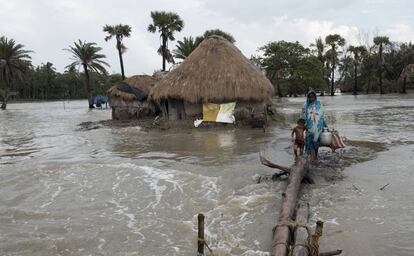 Inundaciones en la isla india de Mousuni. 