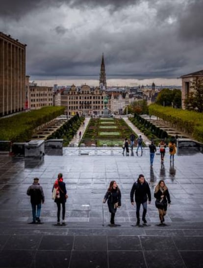 Los jardines del Mont des Arts, en el centro de Bruselas.