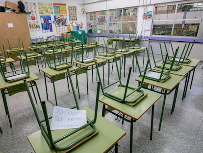 Un aula en un colegio público en septiembre de 2020.