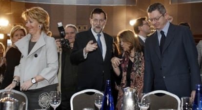 Rajoy, Aguirre y Gallardón han mostrado sintonía en público de cara a las próximas citas electorales.