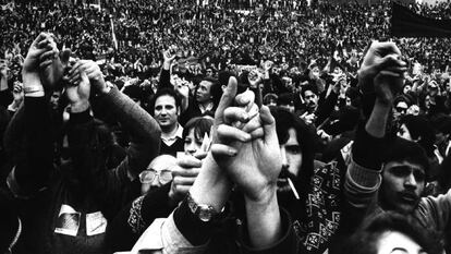 Manifestación, a principios de la Transición, en las que se pedía libertad de expresión en España.