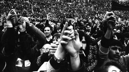 Manifestaci&oacute;n, a principios de la Transici&oacute;n, en las que se ped&iacute;a libertad de expresi&oacute;n en Espa&ntilde;a. 