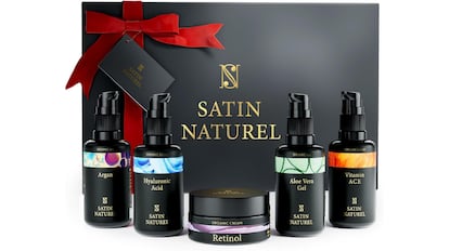Esta caja de regalo contiene cinco productos para el cuidado de la piel.