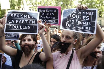Protesta en París el pasado 22 de mayo contra la violencia sexual hacia las mujeres y la permisividad hacia la misma.