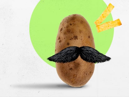 Señores con bigote me enseñan a hacer patatas fritas