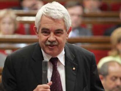 El presidente de la Generalitat, Pasqual Maragall, hoy, en el parlamento catalán.