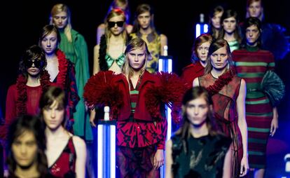 Desfile de Juan Vidal, este domingo, en la Semana de la Moda de Madrid.