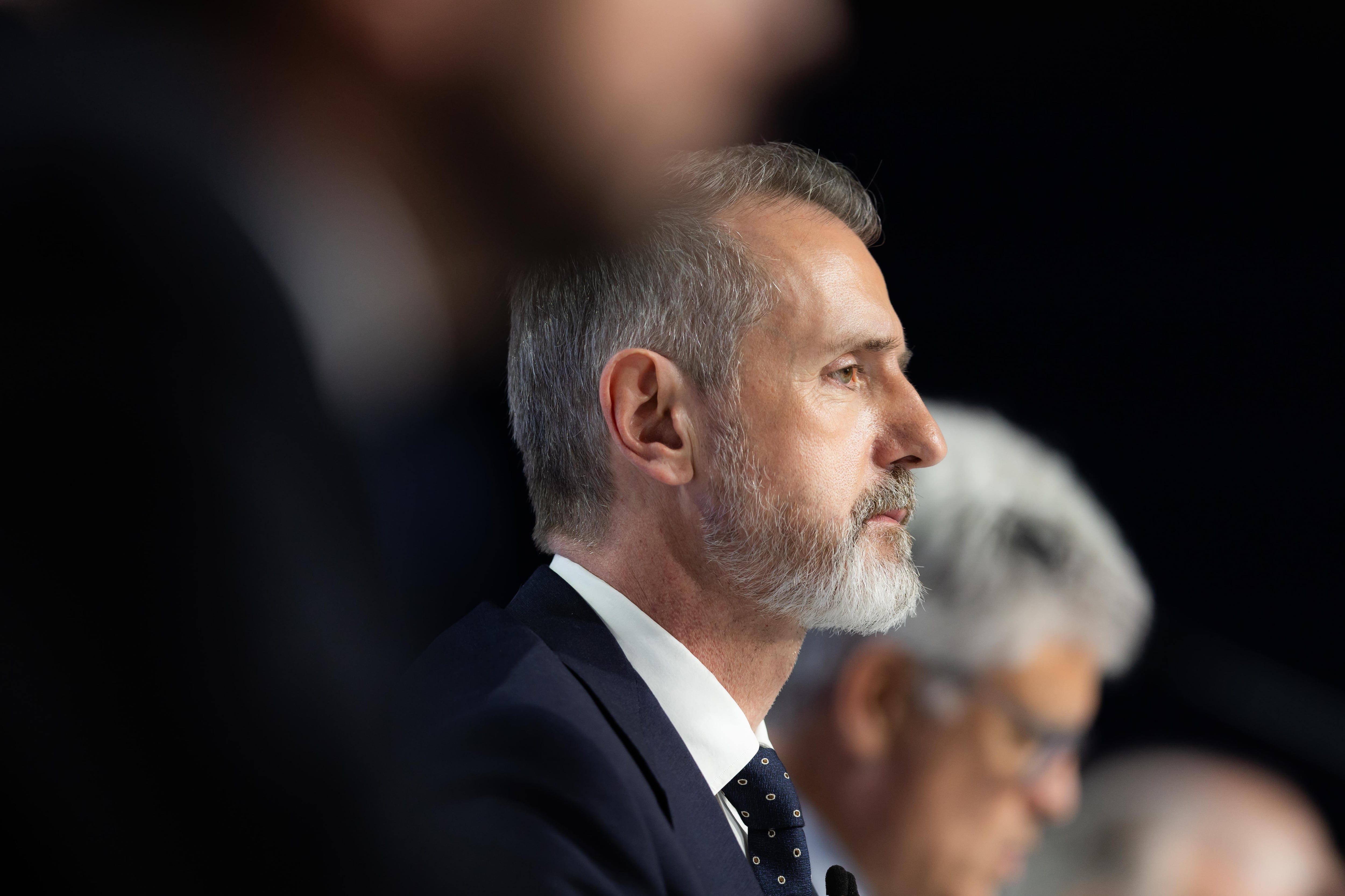 El presidente ejecutivo de Telefónica, Marc Murtra, durante la junta de accionistas en abril pasado.