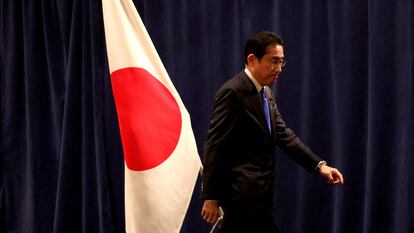 El primer ministro de Japón, Fumio Kishida, tras la rueda de prensa en Washington, el sábado pasado.