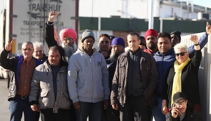 Una protesta de trabajadores de un matadero de Vic, en febrero de 2018.