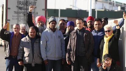 Una protesta de trabajadores de un matadero de Vic, en febrero de 2018.