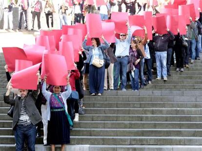 Sordo (en primera fila), durante el acto organizado por CC OO en Bilbao.