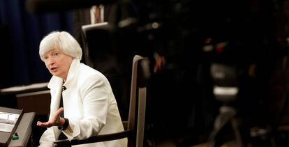 Janet Yellen, presidenta de la Fed, el jueves en Washington (EE UU).