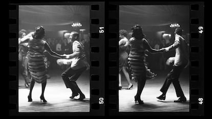 Una pareja bailando salsa
en el Palladium.
