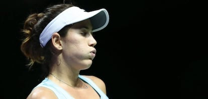 Muguruza suspira durante el partido contra Radwanska.