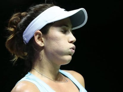 Muguruza suspira durante el partido contra Radwanska.