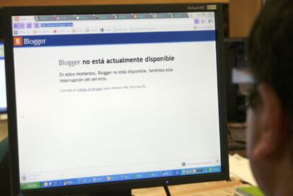 La página de Blogger avisa que el servicio "no está disponible" sin dar más detalles.