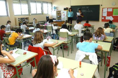 Alumnos del colegio León Felipe durante la prueba.