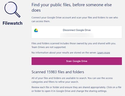 Un escaneo de archivos de Filewatch