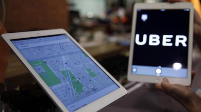 La aplicación de Uber en una tableta.