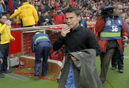 Rubí, antes de un partido de Liga.