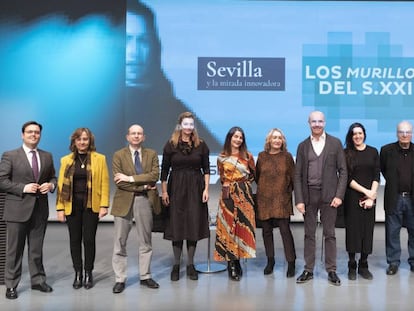 Participantes en el encuentro sobre Murillo celebrado este lunes en Sevilla.