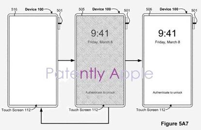 Patente de un botón lateral de iPhone con Touch ID.