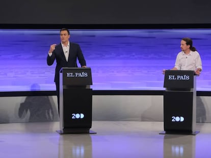 Albert Rivera, Pedro S&aacute;nchez y Pablo Iglesias, en el debate organizado por EL PA&Iacute;S el pasado noviembre. 