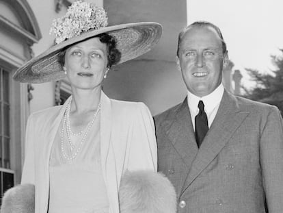 El príncipe Olav de Noruega y la princesa Marta, en su visita a la Casa Blanca en 1939.