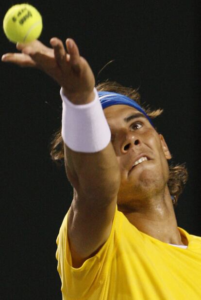 Nadal, durante su encuentro frente a Tsonga