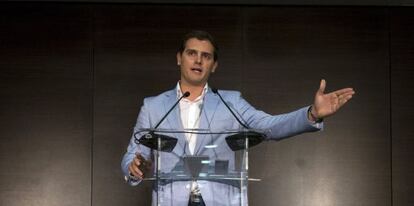 Albert Rivera, durante el anuncio de su precandidatura. 