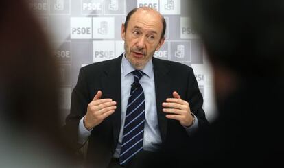 El secretario general del PSOE, Alfredo Pérez Rubalcaba, en un acto de partido celebrado en Madrid.