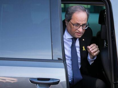 El 'president' Quim Torra, el pasado jueves, a su llegada a un acto en Cornellà (Barcelona).