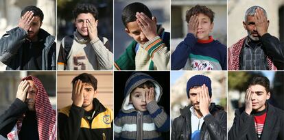 Cominación de imágenes creadas para una campaña de solidarización con Karim, el niño que perdió un ojo en un bombardeo en Siria.