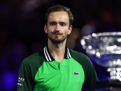 Medvedev, durante la ceremonia final en Melbourne Park.