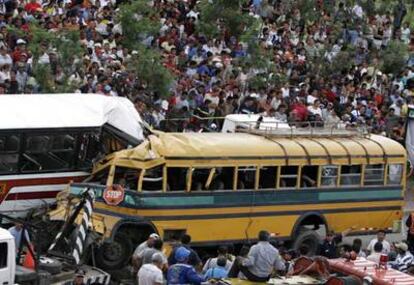 La colisin entre dos autobuses se produjo en el este de Tegucigalpa.