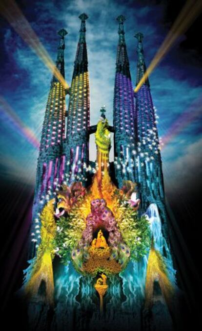 Aspecto de la Sagrada Familia en una de las proyecciones que se exhibirán en la Mercè.