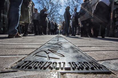 Inauguración en 2019 del memorial en las Ramblas a las víctimas del atentado del 17 de agosto de 2017.