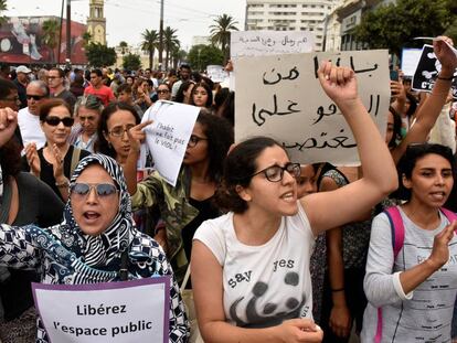 Protesta contra las agresiones sexuales, en Casablanca en 2017. 
