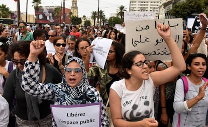 Protesta contra las agresiones sexuales, en Casablanca en 2017.