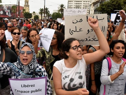 Protesta contra las agresiones sexuales, en Casablanca en 2017. 