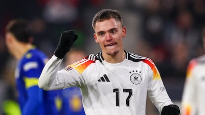 Florian Wirtz celebra el 5-0 con Alemania ante Bosnia, el pasado noviembre en la Nations League.