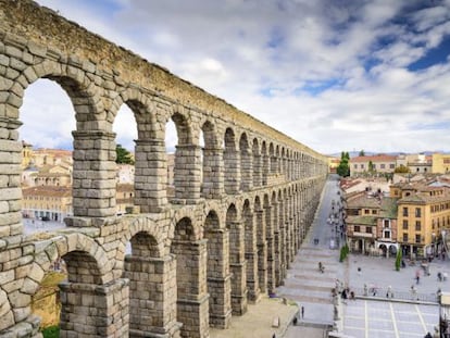 Vista del Acueducto de Segovia, en el centro de la ciudad.
