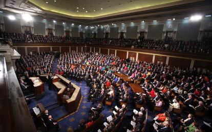 El presidente estadounidense Barack Obama durante el discurso sobre el estado de la unión de 2012,en Washington.