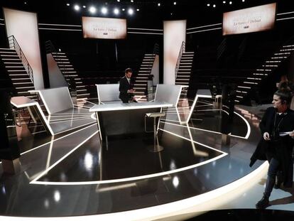 Preparativos para el debate electoral entre los candidatos a la presidencia francesa. 