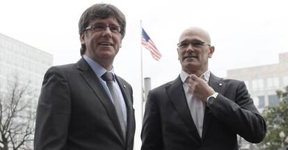 Carles Puigdemont y Raül Romeva, durante una visita a Washington DC, en 2017.